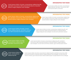Arrow design elements for business Multicolor infographics. Vector template with 5 steps