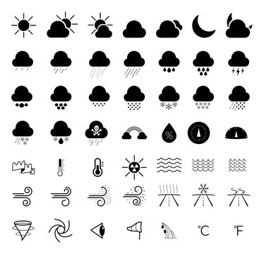 Line weather icons for forecast, user interface, infographics