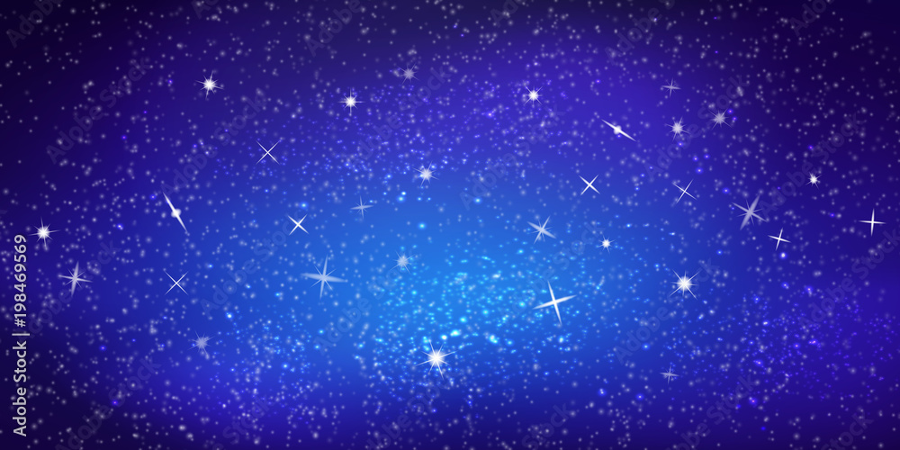 Poster realistic vector colorful illustration. bright cosmic space background with stars and constellations