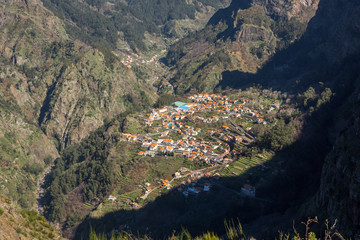 Fototapeta premium Curral das Freiras in Nuns Valley from Eira do Serrado viewpoint, Madeira, Portugal