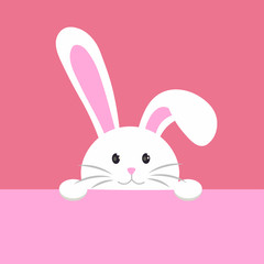 Fototapeta premium Easter card. Rabbit on pink background.