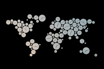 World map composed of time