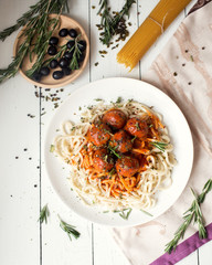 Spaghetti Bolognese. Italian cuisine. Lunch