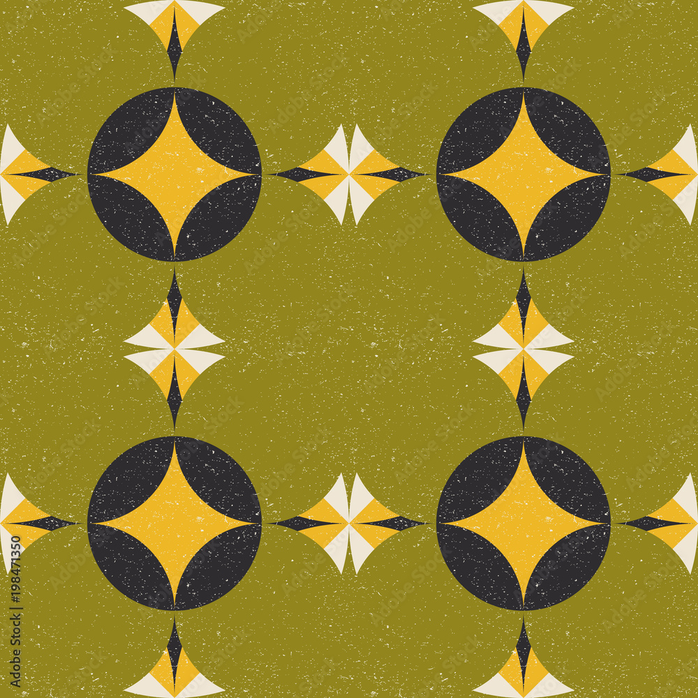Aufkleber Modern vector abstract seamless geometric pattern with semicircles and circles in retro scandinavian style.