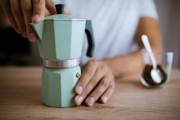 Preparing Coffee In A Moka Pot