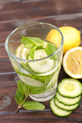 infused water with cucumber, lemon and mint