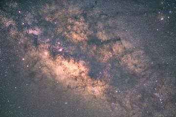 The center of milky way galaxy. Long exposure photograph grain added