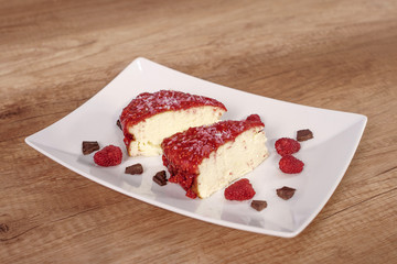 Cheesecake with raspberries - 198473350