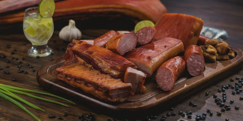 table with smoked pork, for feijoada
