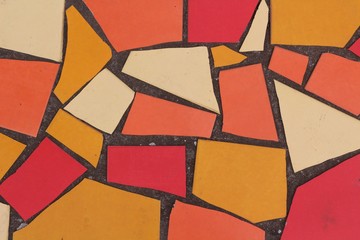 Yellow and orange mosaic floor tiles pattern background