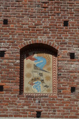 Architectural detail of the facade of the Castle of Sforza