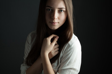 Naklejka premium Tender girl with kind eyes