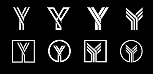 Capital letter Y. Modern set for monograms, logos, emblems, initials. Made of white stripes Overlapping with shadows. - obrazy, fototapety, plakaty