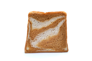 Fresh bread for toast isolated on white background. Close up. Top view