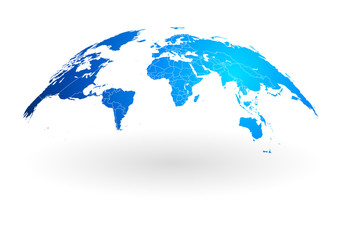 Naklejka premium blue world map globe isolated on white background
