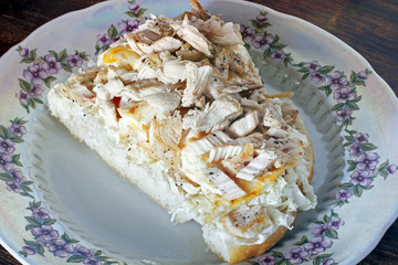 Sandwich. A large sandwich with chicken meat.