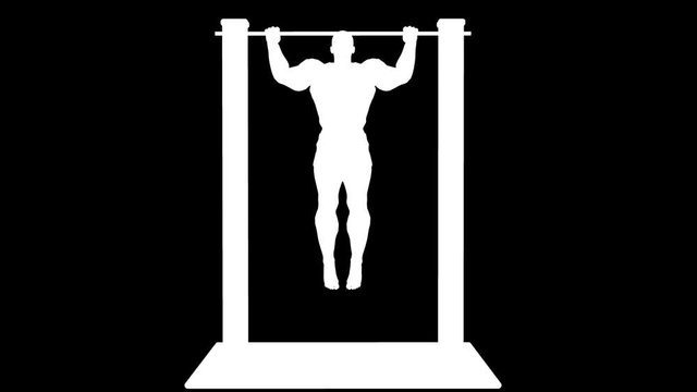 White silhouette of a pulling man. Alpha channel. Alpha matte. Full HD.