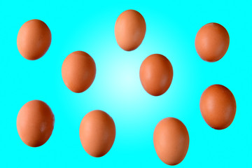 Lot of brown chicken eggs