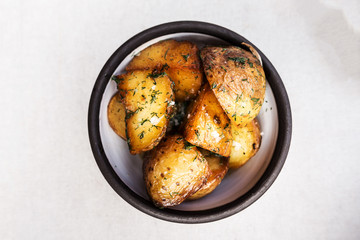 Golden potatoes ready to be eaten