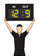Fototapeta premium Football referee shows the number display
