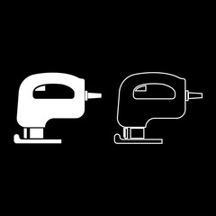 Fretsaw electric keyhole saw icon set white color illustration flat style simple image