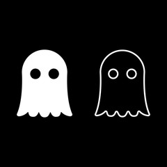 Ghost icon set white color illustration flat style simple image