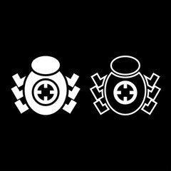 Bug beetle in target sight icon set white color illustration flat style simple image