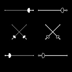 Swords for fencing icon set white color illustration flat style simple image