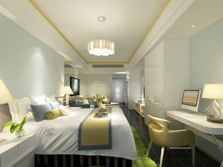 3d render of luxury hotel room