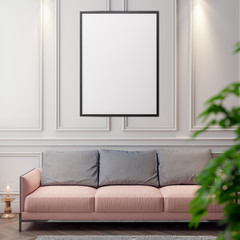 Mockup Poster in the interior, 3D illustration of a modern design
