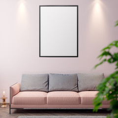 Mockup Poster in the interior, 3D illustration of a modern design