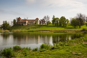 View to ancient castle in Svirzh, Ukraine