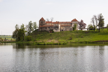 Naklejka na ściany i meble View to ancient castle in Svirzh, Ukraine