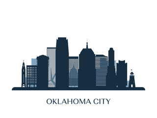 Fototapeta premium Oklahoma City skyline, monochrome silhouette. Vector illustration.