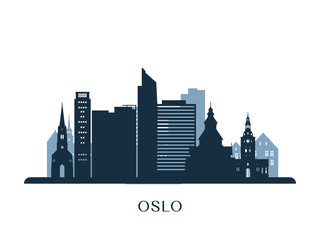 Oslo skyline, monochrome silhouette. Vector illustration.