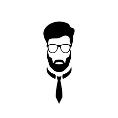 Portrait of an office worker with glasses and a tie. Vector illustration.