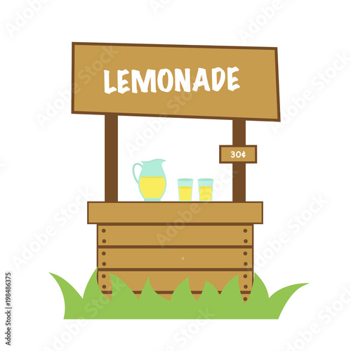 "Lemonade stand isolated on white background. Vector stock." Stock
