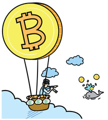 Bitcoin doodle vector illustration