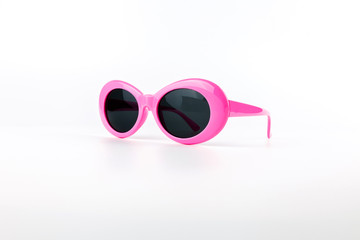 pink sunglasses on white background