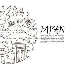 Hand drawn symbols of Japan design concept.