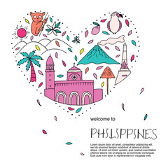 The heart with symbols of Philippines.
