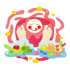 Scales for weighing and  choice of healthy and unhealthy food.