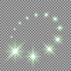 Glittering flying stars, green color