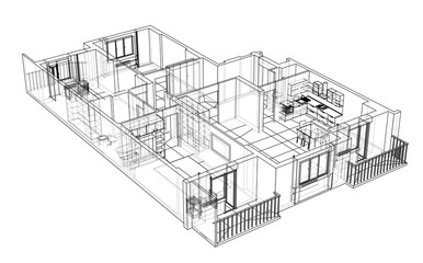 Interior sketch or blueprint