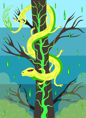 Venomous snake on an acid tree