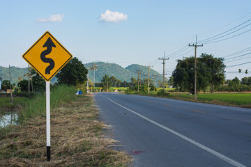Road Traffic Sign on the road at country side