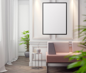 Mockup Poster in the interior, 3D illustration of a modern design