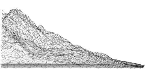 Wireframe polygonal landscape. 3d illustration