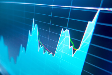Stock exchange market graph analysis background