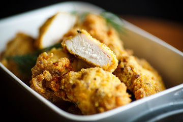 chicken fried in batter with dill